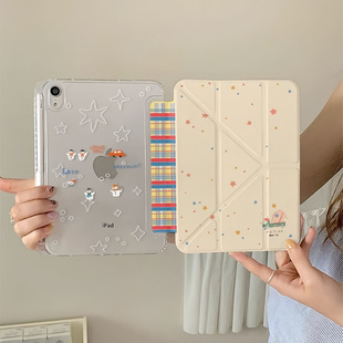 Ins Plaid Colorful Star Y-Fold iPad Tablet Protective Case 10Th Generation Anti-Fall Apple 11inch Dropshipping