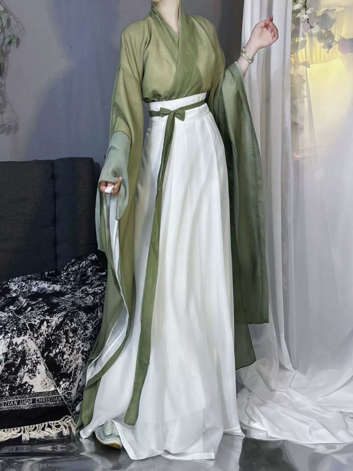 Cai Hongxuan Original [Qingci] Hanfu Wu Wei Jinfeng Цзяо Лидер с широким рукавом и принтом на талии