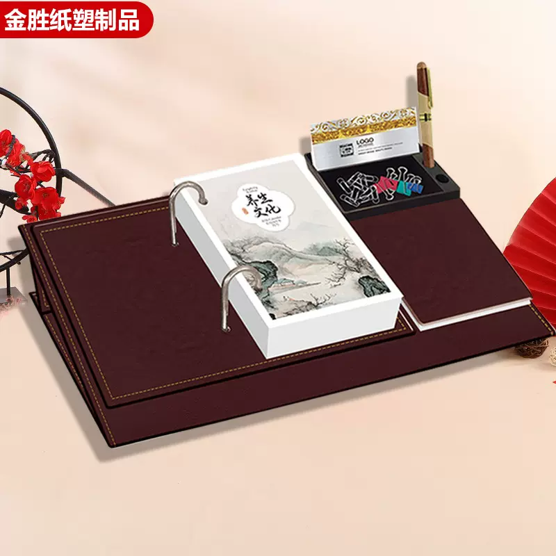 现货2026台历礼盒装高端单日历定制皮质企业简约商务礼品桌面摆件