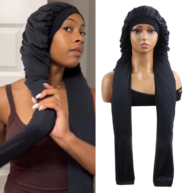 Cross-Border New Product Breathable Pantyhose Hat Black Long Braids Dreadlocks Hair Hat Nightcap Pantyhose Bonnet Cross-Border New Product Breathable Pantyhose Hat Black Long Braids Dreadlocks Hair Hat Nightcap Pantyhose Bonnet