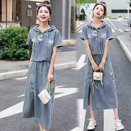 新中式复古印花牛仔套装女2025夏季新款小个子洋气减龄短裤两件套
