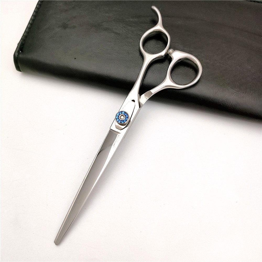 L8P-7.0寸美发剪刀平剪  直杆子 蓝色宝石螺丝 高螺丝弹性垫片