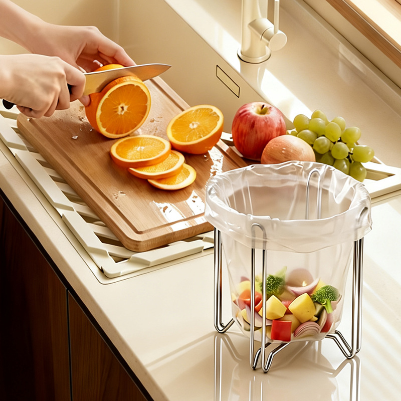 Soporte Plegable para Bolsas de Basura de Cocina de Acero Inoxidable 304 para Cocina image 3
