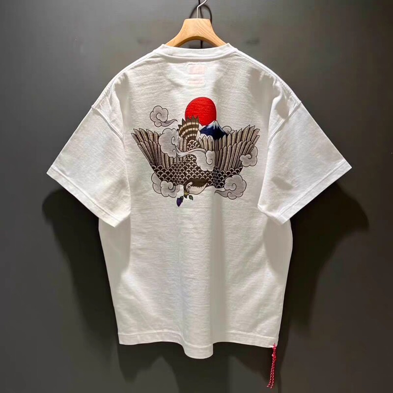 BEAMS JAPAN 25SS Fuji Eagle Little Red Rope Round Neck Short Sleeve Loose Japanese Summer Couple Men's T-Shirt