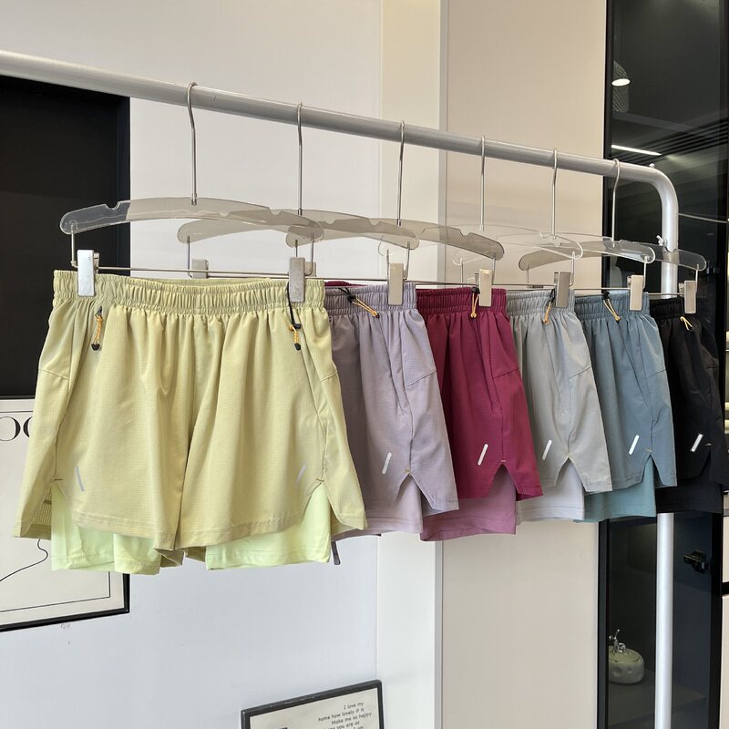 Factory order! Outdoor 2-in-1 reflective strip running quick-dry pants, breathable faux two-piece yoga sports shorts for women Factory order! Outdoor 2-in-1 reflective strip running quick-dry pants, breathable faux two-piece yoga sports shorts for women