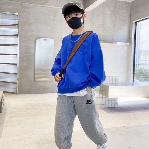 Children's spring and autumn  thin long-sleeved sweatshirt and sweatpants suit for older children and students, loose casual sports two-piece set