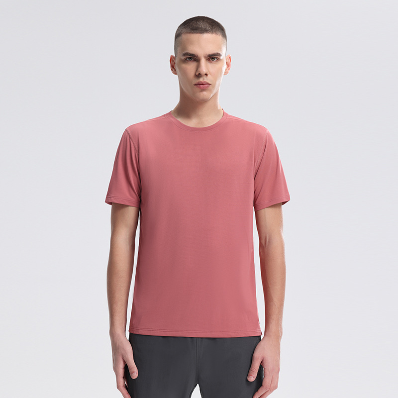 lulu el mismo cuello redondo hombre camiseta de entrenamiento al aire libre de manga corta correr camiseta de entrenamiento de acondicionamiento físico chaqueta de secado rápido hielo absorbente