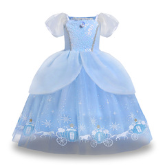 Fashionable princess-style skirt for export, stylish girls' solid color chiffon puff dress, stage performance birthday outfit