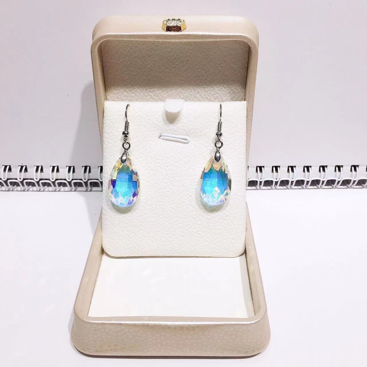 1 Pair Simple Style Water Droplets Glass Women's Drop Earrings Earrings Ear Hook display picture 2
