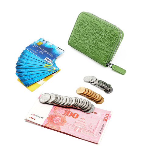 Amazon Japanese-style wallet genuine leather accordion card holder RFID small minimalist zipper coin purse large capacity card organizer trendy