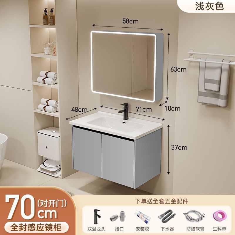 Gabinete de baño de aluminio inteligente espacial grueso combinación lavabo lavabo en cerámica lavabo fábrica de inodoro al por mayor