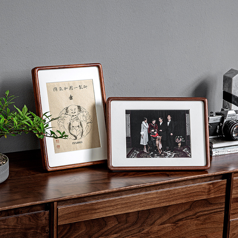 Make wholesale photo printing into picture frames and display tables, solid wood Chinese painting frames, black walnut square picture frames for hanging on the wall, model 3050