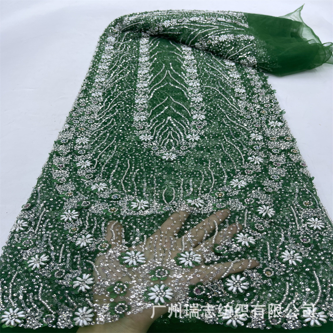 Inventario de vestido de boda europeo cuentas sequillas tela de malla de encaje braidal sequillas tela de encaje