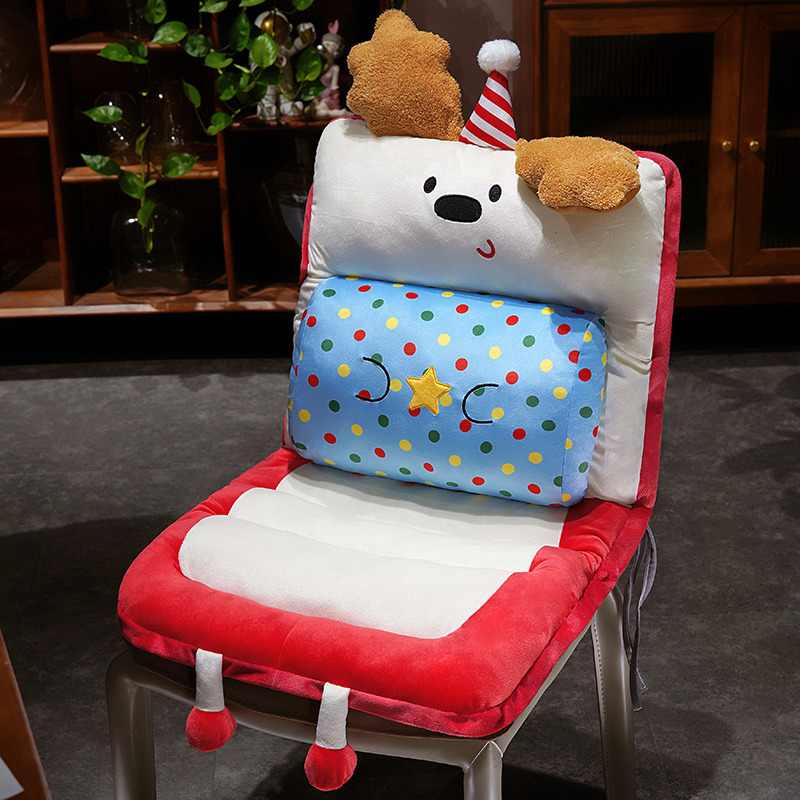 卡通秋冬连体坐垫靠背一体学生宿舍椅垫办公室椅子久坐神器沙发垫