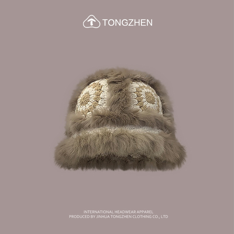 China-Chic Kaninchenhaar Löwe Erwachen Niedlicher Plüsch-Tigerkopf für Kinder, chinesische gestrickte Fischermütze im Winter_voghion.com