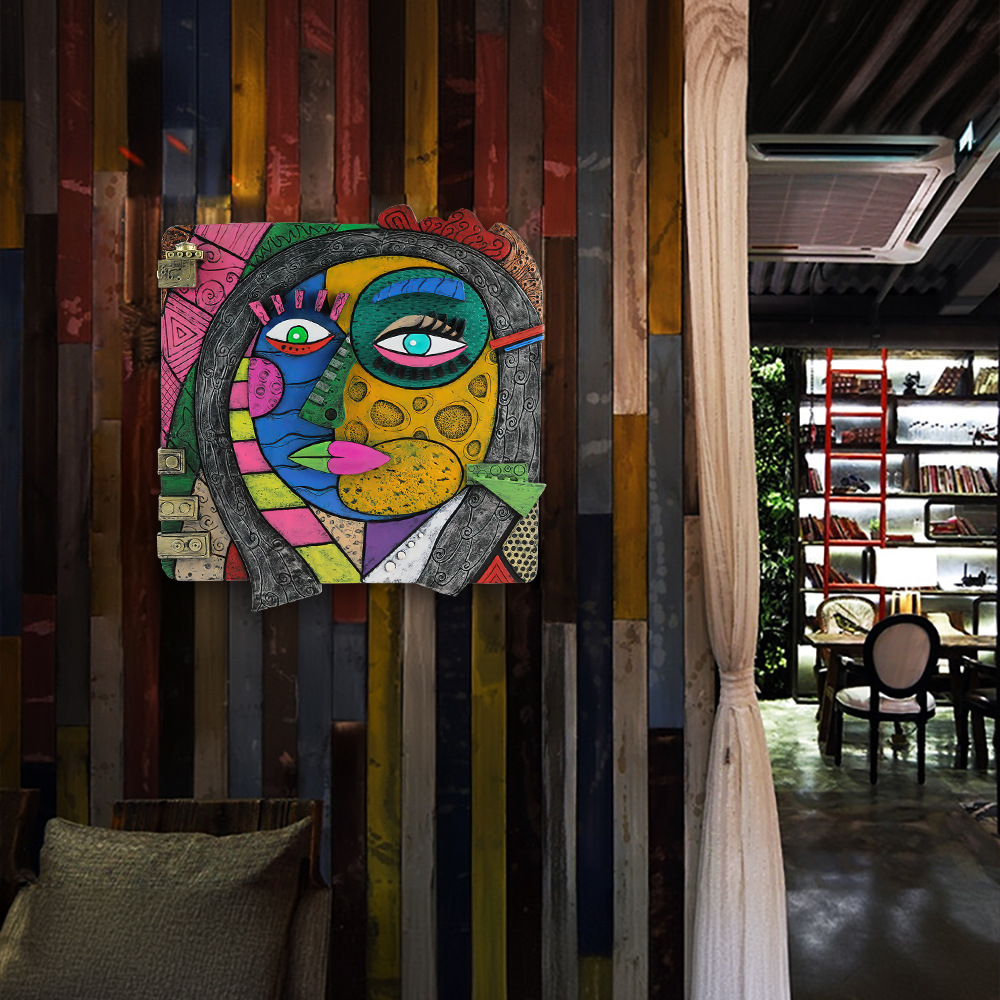  New Product Picasso Style Art Abstract Colorful Face Hanging Painting Living Room Entrance Bedroom Hanging Decoration