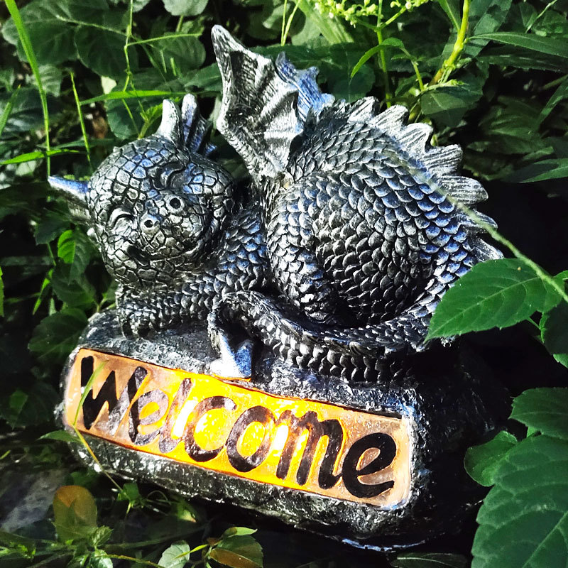 Lámpara solar pequeño dinosaurio decoración lámpara jardín creativo decoración escultura balcón artesanía paisaje Decoración