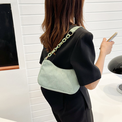 Simple corduroy bag, fashionable and casual shoulder bag for women, solid color trendy summer crossbody bag, large capacity small square bag