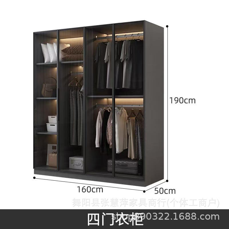 玻璃门衣柜家用卧室小户型收纳储物柜新款衣帽间组合主卧衣柜衣橱|undefined