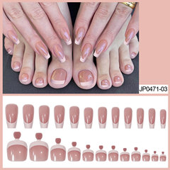 Cross-border nail art wearing powder white hand and foot nail art finished sticker false nail set wearing nail wholesale