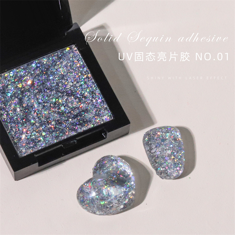 Pequeño Libro Rojo manicura japonés UV sólido lentejuelas pegamento flash láser brillo lentejuelas esmalte de uñas pegamento para salón de uñas