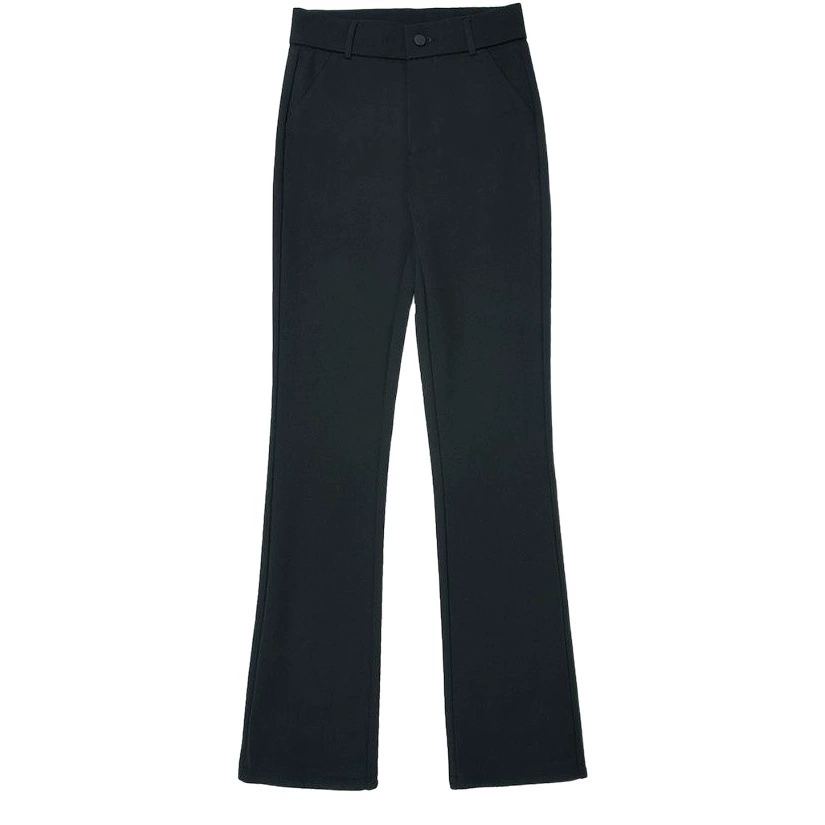 Вязаные штаны женские прямые свободные четыре сезона новые высокие талии тонкие девять очков черные брюки большого размера расклешенные брюки 9X