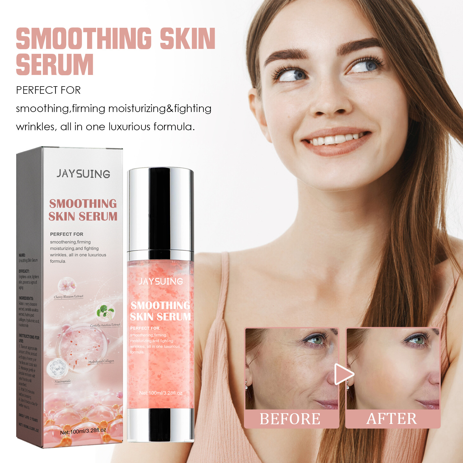 A essência suavizante corporal Jayswing pode reduzir linhas finas, hidratar, refrescar a pele, prevenir o ressecamento e reparar a pele do frango_voghion.com