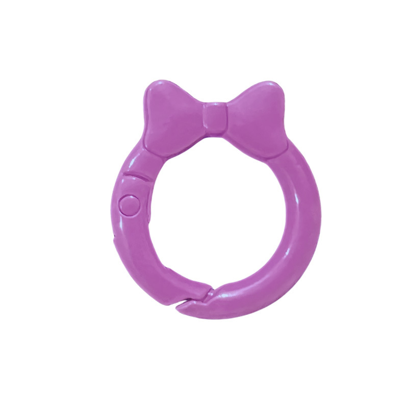 蝶結びカラースプリングバックル蝶ネクタイリング明るいスプリングリングキーホルダーDIY部品合金接続リング