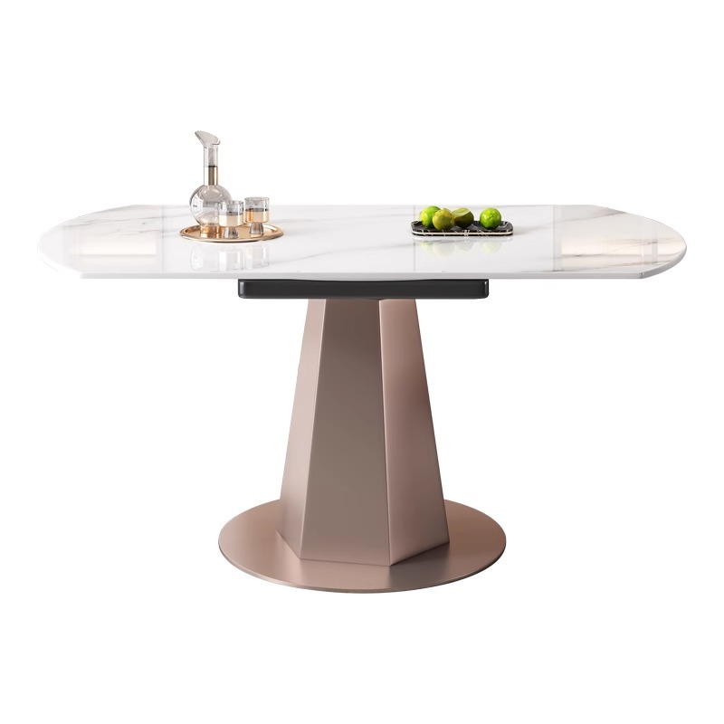 Mesa de comedor giratoria Placa de roca y silla moderna minimalista Luz de lujo moderno minimalista hogar retráctil plegable mesa de comedor redonda