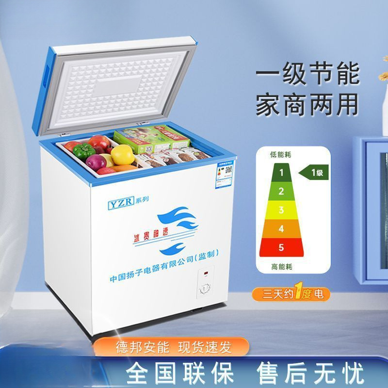 Freezer Household Small Refrigerated Double Temperature Double Door Horizontal Commercial Level 1 Energy-Saving Mini Freezer One Piece Free Shipping