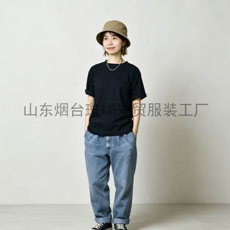 Directly Supplied from the Original Factory, Foreign Trade Clothing Cc45R Short-Sleeve T-Shirt with Front Pocket, Same Style for Couples, Plant-Dyed Directly Supplied from the Original Factory, Foreign Trade Clothing Cc45R Short-Sleeve T-Shirt with Front Pocket, Same Style for Couples, Plant-Dyed