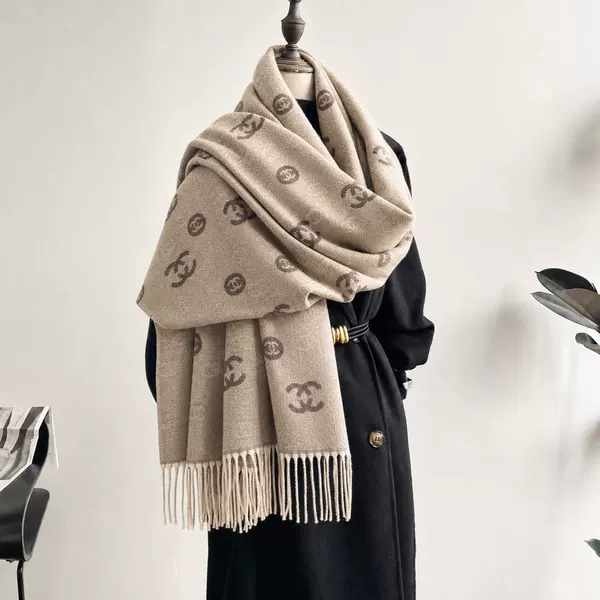 2026 Best-Selling Imitation Cashmere Vintage Letter Tassel Autumn-Winter Versatile Warm Scarf Shawl with a High-End Feel, Double-Sided