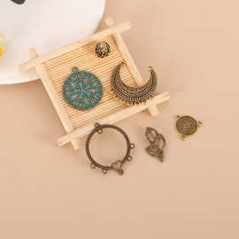 复古雕花合金配件星月圆环镂空吊坠手工创意DIY项链手链饰品配件