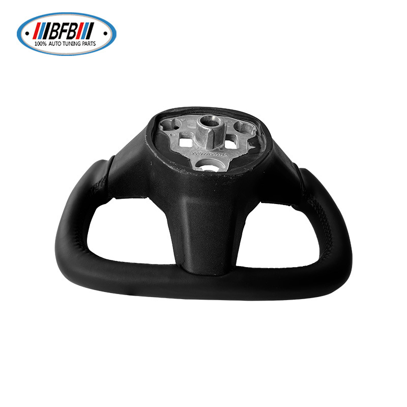 100% Real Carbon Fiber Yoke Steering Wheel - For Tesla Model Y 3 - Black Alcantara Leather, Aircraft Style