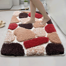 轻奢高级石头纹浴室地毯超细纤维浴缸吸水脚垫3D长毛绒地垫子卧室