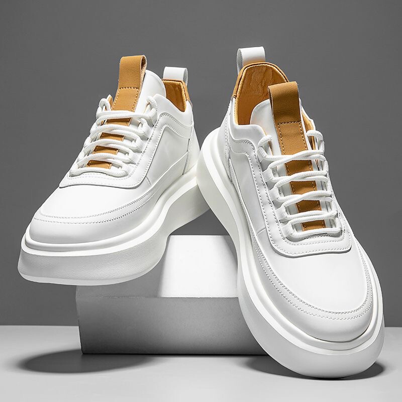 2025 Spring New Men's Shoes, Breathable Sports Shoes, Trbottomyy and Versatile, Thick-Soled Casual Shoes, Soft-Soled White Shoes for Men