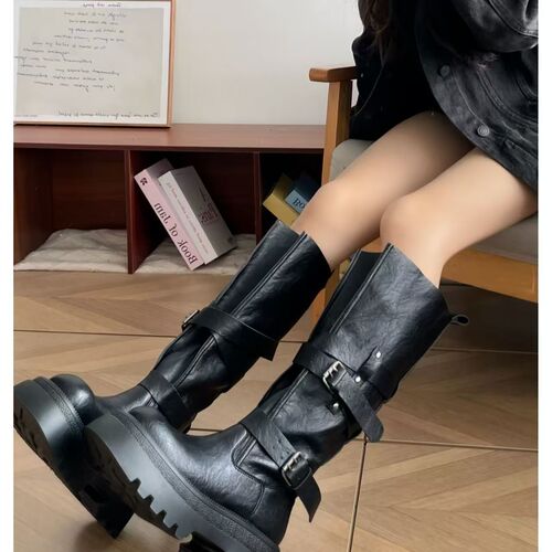 High-pitched knight boots, non-knee boots, retro height-increasing platform sole boots, women's western cowboy boots, thick heels