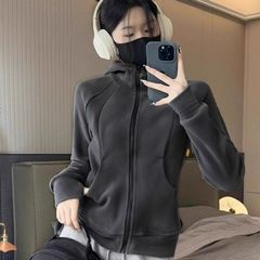 摇粒绒卫衣外套女春秋款2025秋季新款收腰加绒加厚修身抓绒衣