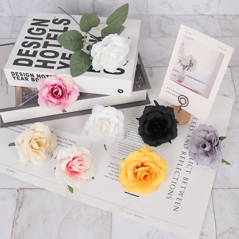 Artificial Rosa flor cabeza hogar DIY decoración falsa flor fotografía decoración props ramo boda flor pared arreglo floral Decoración