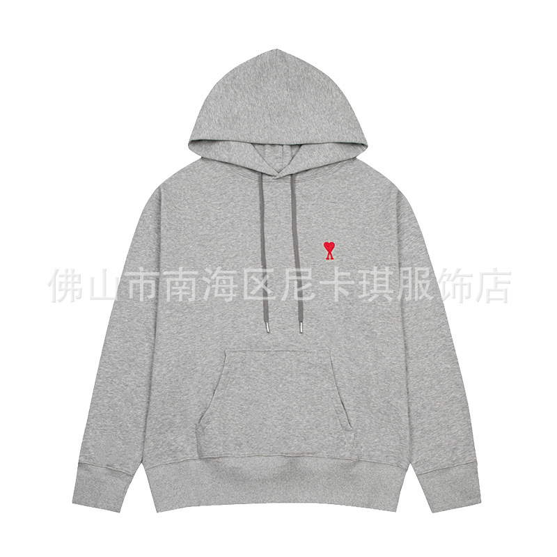ami フード付きスウェットシャツ 25ss ピュアコットンルーズビッグラブ刺繍ヨーロッパバージョンクロスボーダー外国貿易男性と女性の秋と冬の綿パーカー|undefined