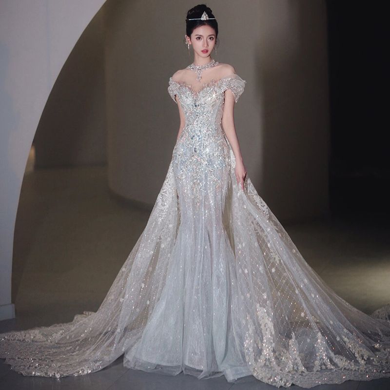 French-Style Mermaid Wedding Dress Bridal Gown 2025 New Heavy-Duty Small Dress High-End Light Luxury Niche Wedding Toast