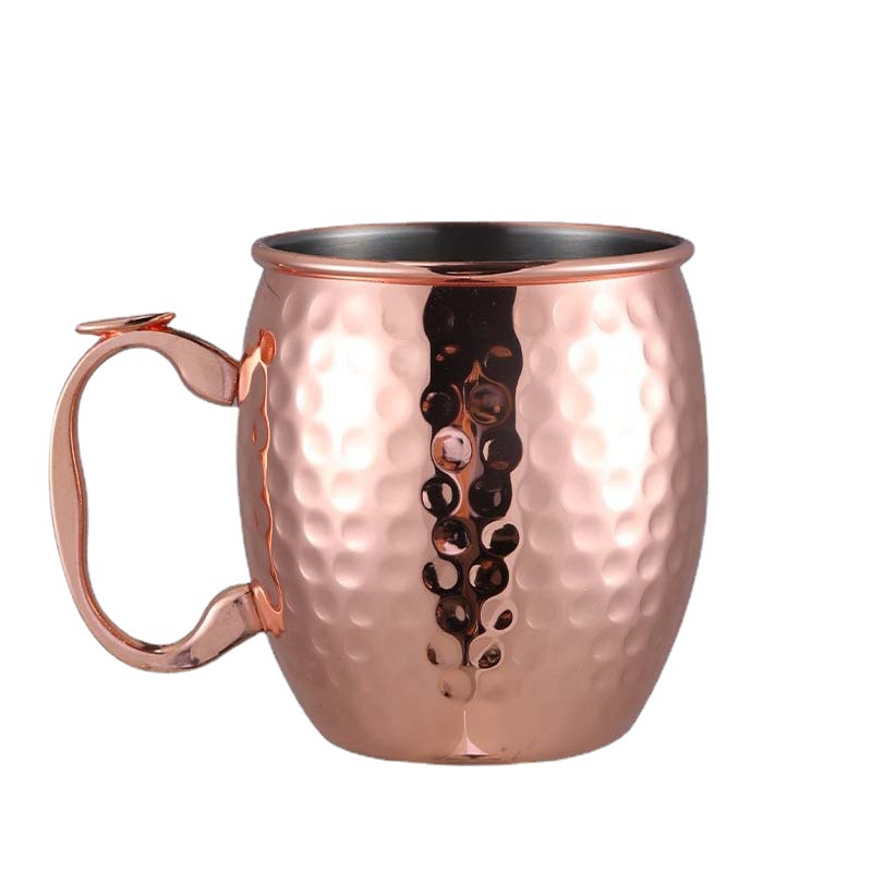En stock Punto de martillo de acero inoxidable Copa de mula de Moscú barra europea y americana copa de cóctel de metal vaso de cerveza taza de cobre