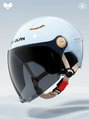 Protection Double Mirror Motorcycle Helmet, Motosiklet kaskı (dəbilqə) - 3c-azure-blue-sunscreen-long-mirror-new-national-standard-class-a-one-size-fits-all
