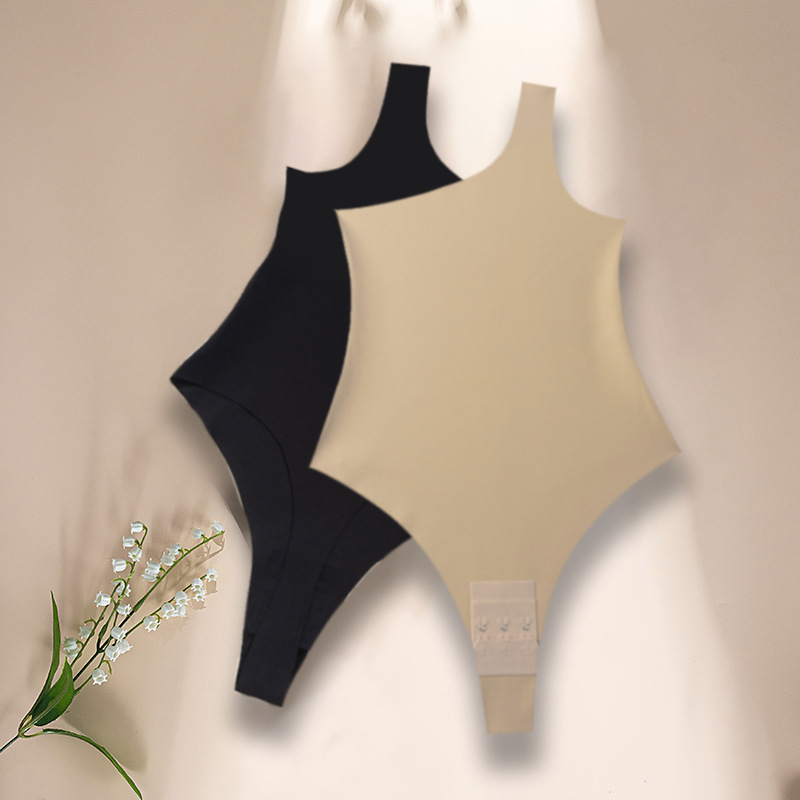 European and American plus size Inclined Shoulder Hip Lifting One-piece Traceless Body Shaping Clothes Women's Belly Tinting Body One-piece Underwear for Women