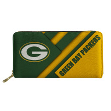 NFL橄榄球队包装工Packers女士长款钱包拉链手拿包PU皮手机包跨境