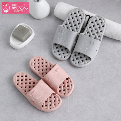 Bathroom Couple Slippers Summer Women's Household Bathing Anti-Slip Leak-proof Quick Dry Hollow Soft Bottom Hole Hole Men's Indoor Home 