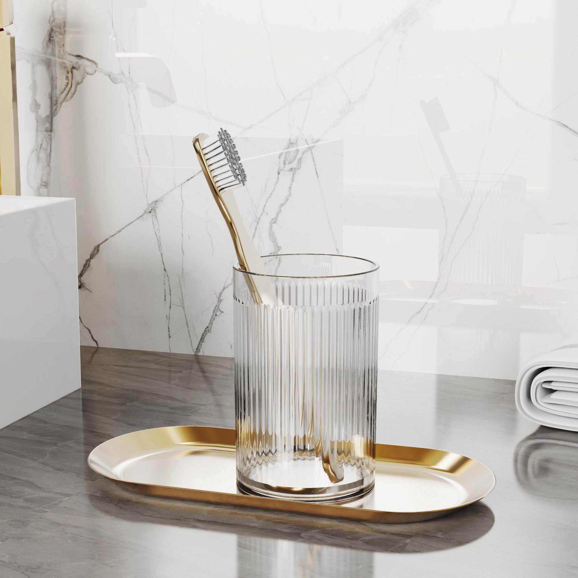 Luz de lujo estilo enjuague bucal taza de cepillo de dientes de alto aspecto taza hogar par lavado taza baño simple transparente PET cepillo de dientes taza