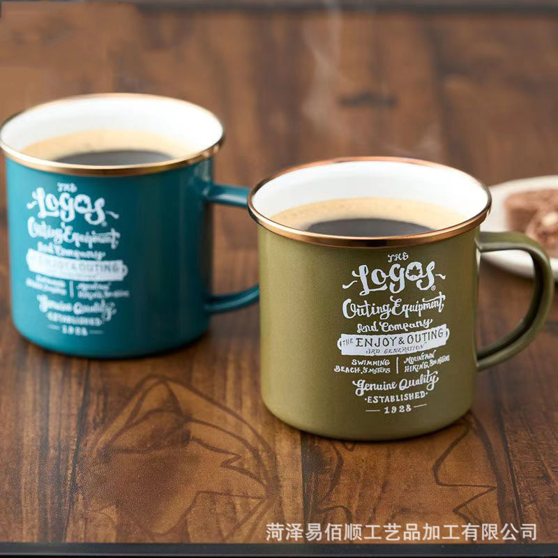 批发彩色户外露营搪瓷杯办公马克杯欧式加厚咖啡杯怀旧广告促销水