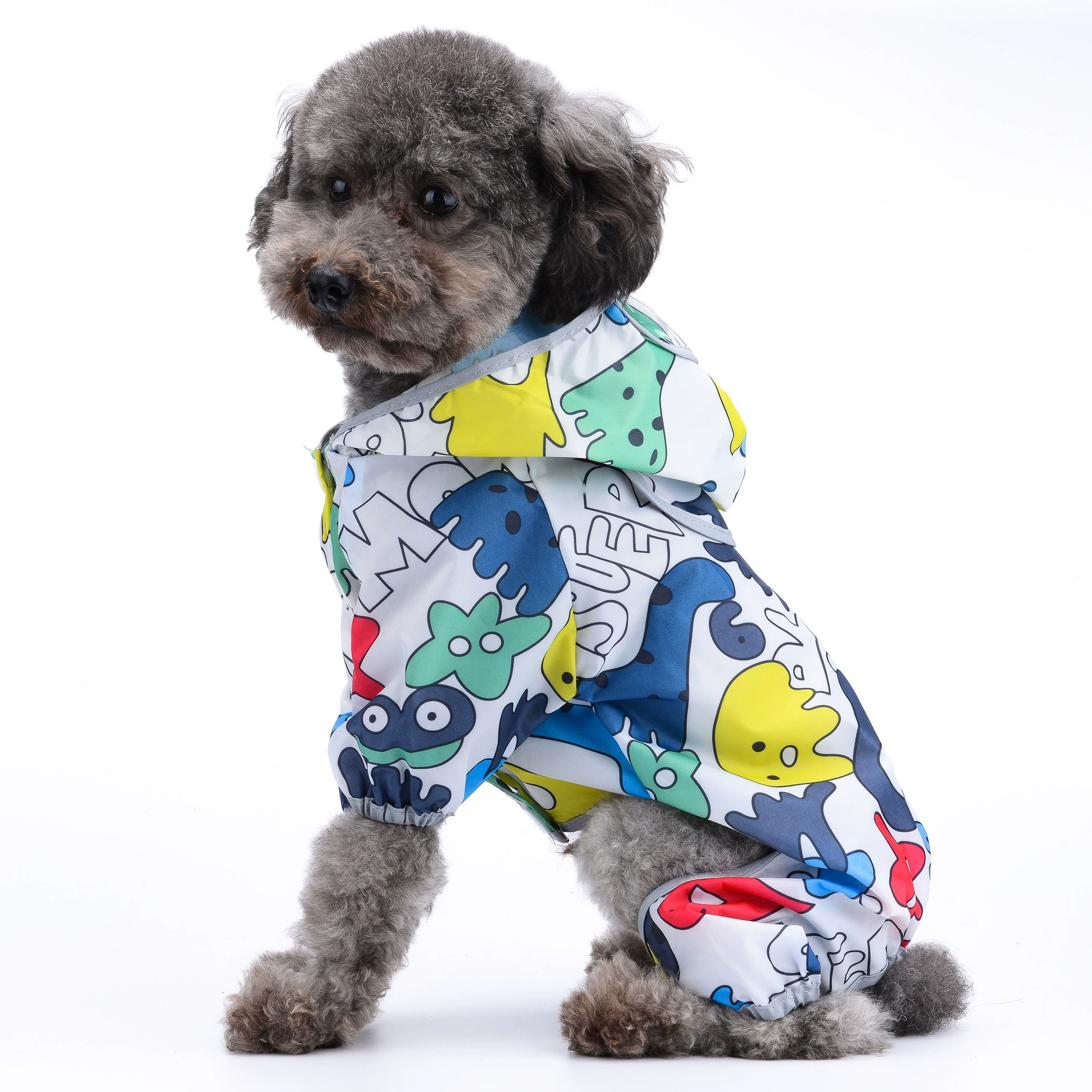 Собака дождевик завод прямых продаж четырехногая водонепроницаемая одежда все включено маленькая собака пончо для животных