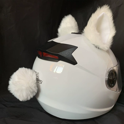 Motosiklet dəbilqələri – Ears Helmet Decoration Lolita Motorcycle - ornaments-do-not-include-helmet-a-pair-of-white-white-cat-ears-tail